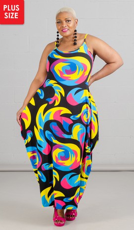 Karachic Plus Size Multicolor Bubble Maxi Dress
