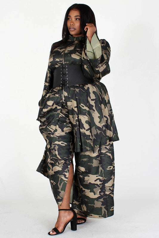 Fierce & Flattering: Plus Size Camouflage 3-Piece Set