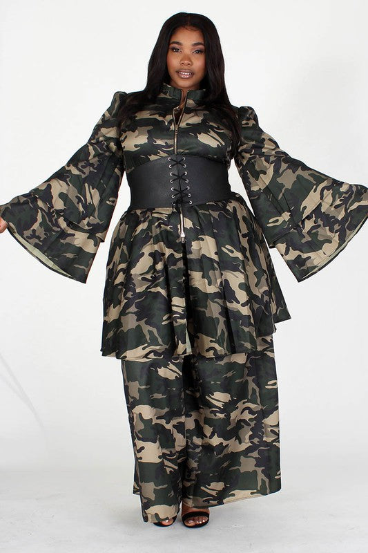 Fierce & Flattering: Plus Size Camouflage 3-Piece Set