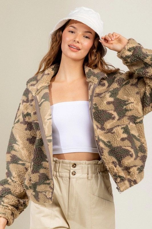 Mocha Camo Sherpa Jacket