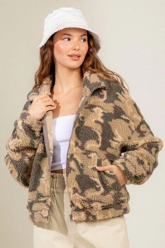 Mocha Camo Sherpa Jacket
