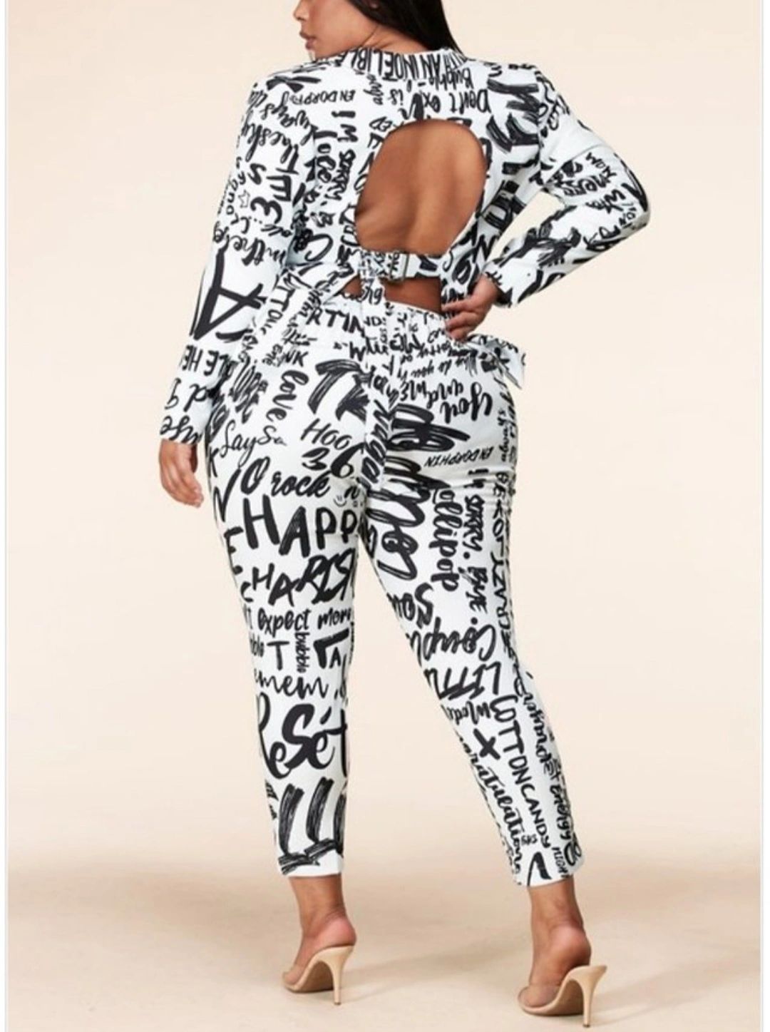 Bold Graffiti Print Blazer Pantsuit