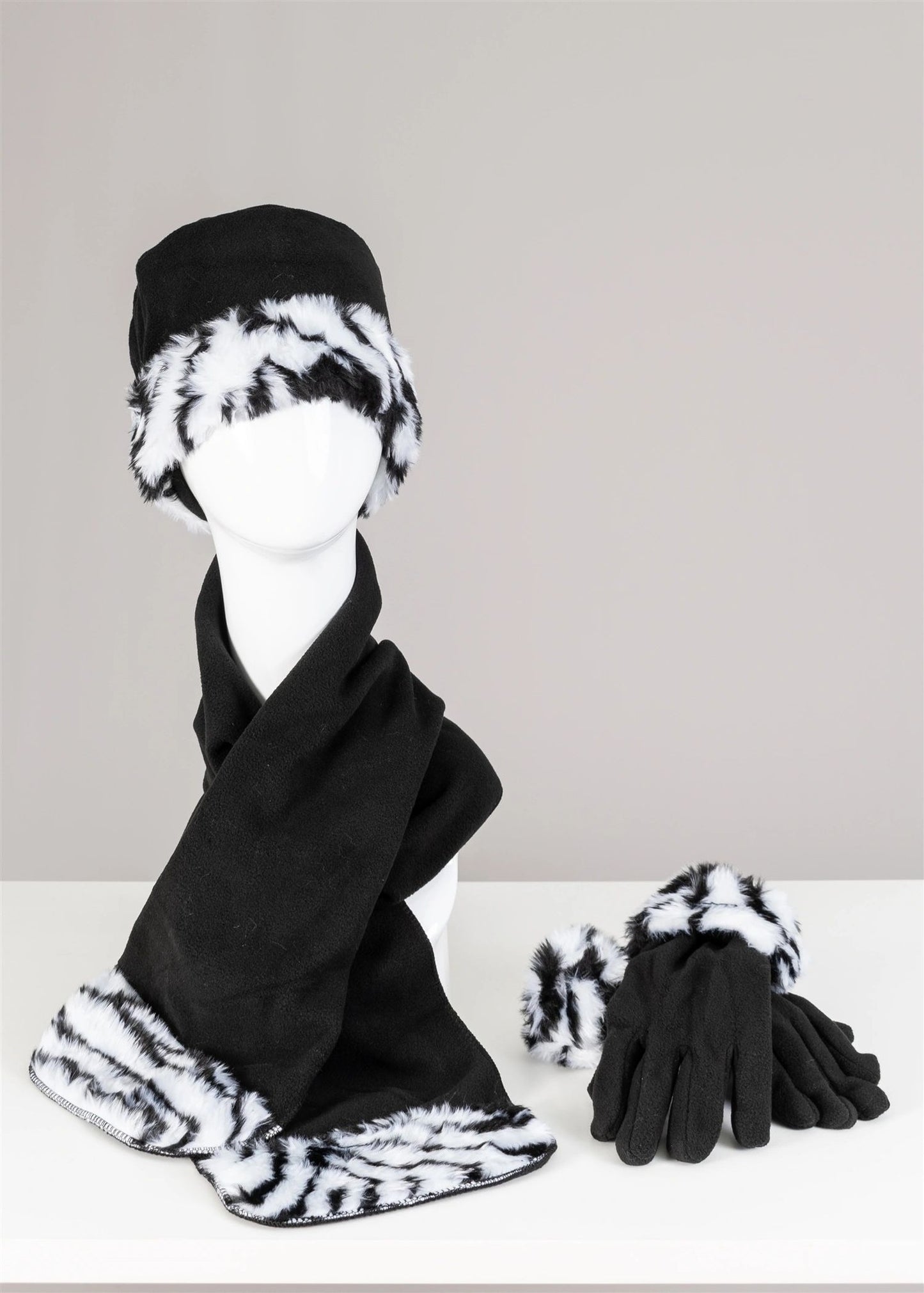 Cozy Faux Fur Fleece Hat, Scarf, and Glove Set