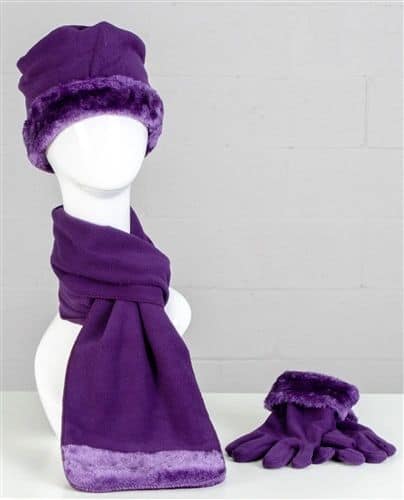 Cozy Faux Fur Fleece Hat, Scarf, and Glove Set in Solid Colors
