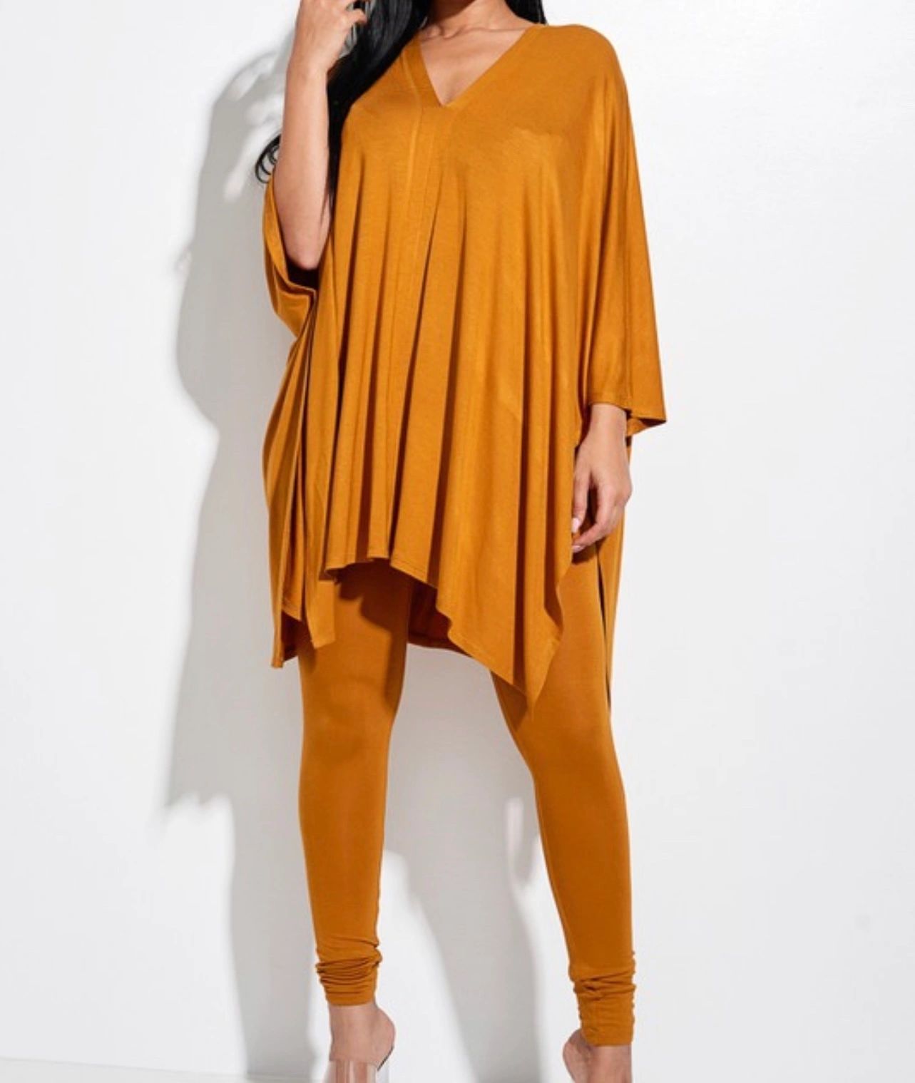 Golden Glow: Honey Mustard Flow Top & Leggings Set