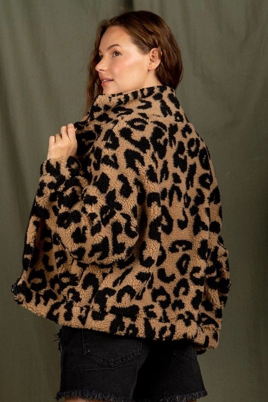 Safari Chic Leopard Sherpa Jacket