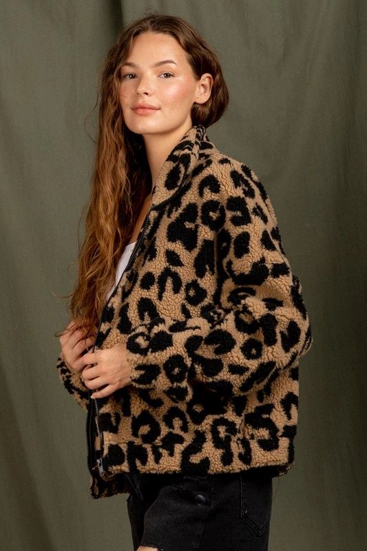 Safari Chic Leopard Sherpa Jacket