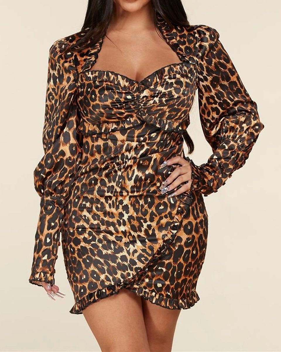 Fierce & Flirty Leopard Ruffle Mini Dress