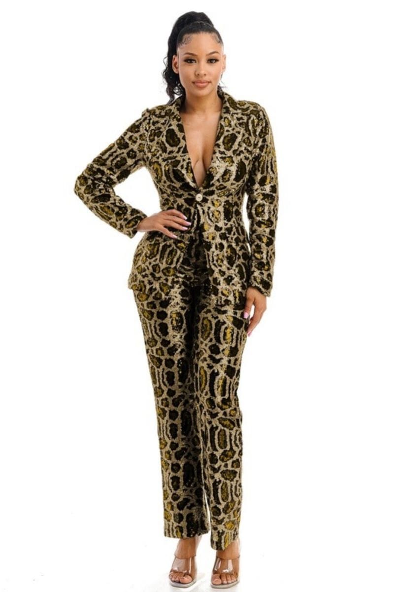 Fierce Elegance Sequins Blazer & Pant Suit